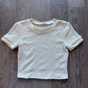 Zara - Cream Knit Cropped Top